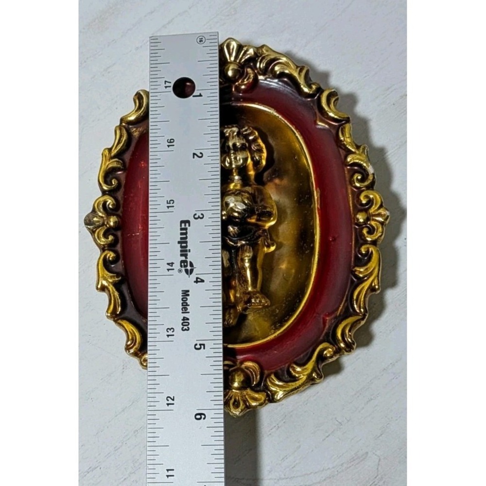 Vintage Gold-Tone Cherub/Putto Wall Plaque — Baroque Style, Made in Japan - Picture 7 of 10